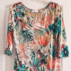 Multicolor red, pink, green, orange & White Top by Peck & Peck Sz S